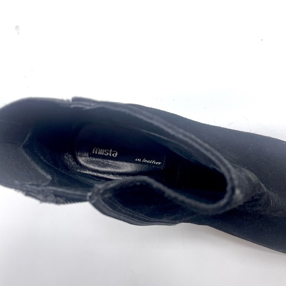 Black Suede Heeled Boots with Silver Metallic Toe Cap - Picture 7 of 9